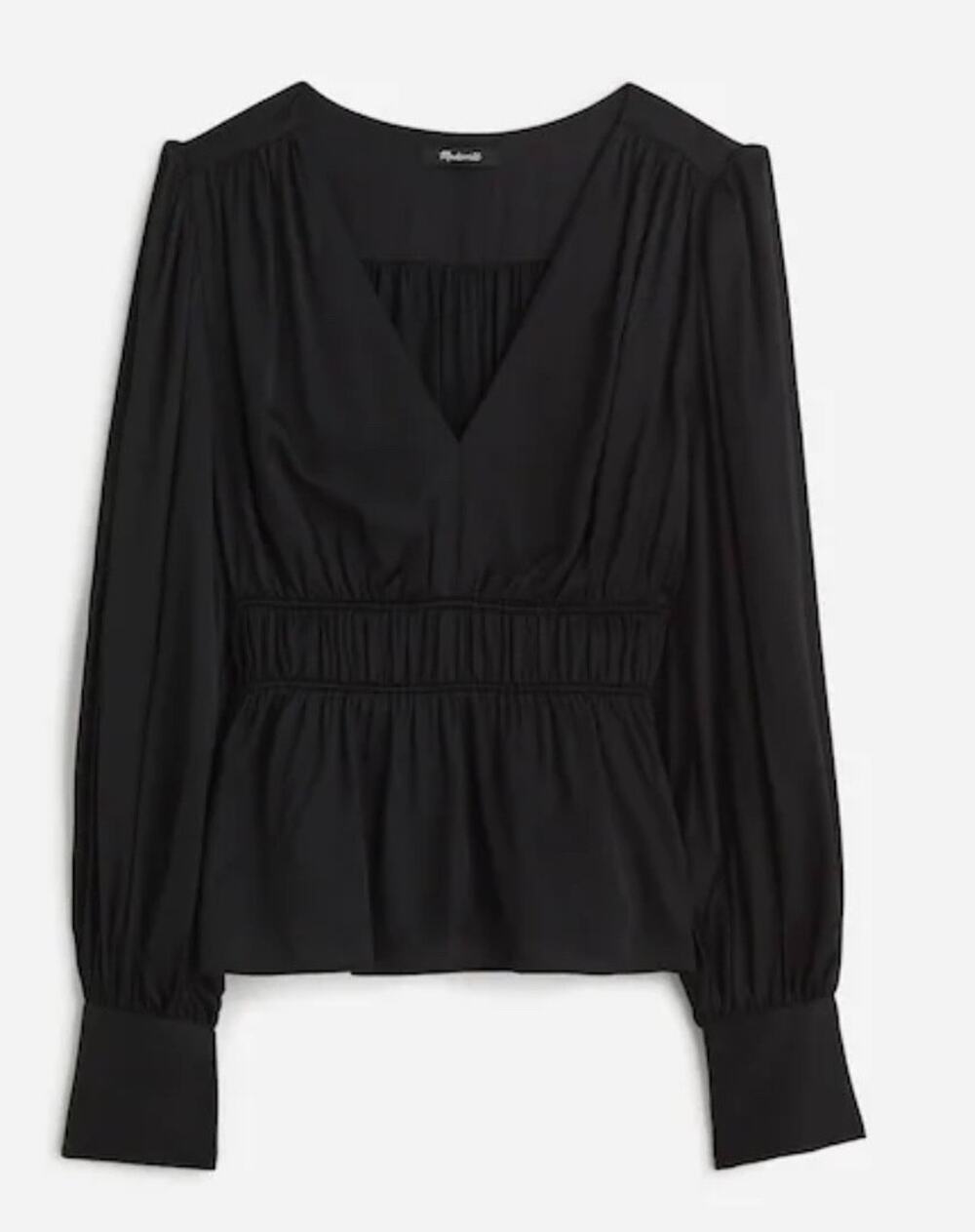 Madewell NWT Long-Sleeve Peplum Top in Satin Size SMALL